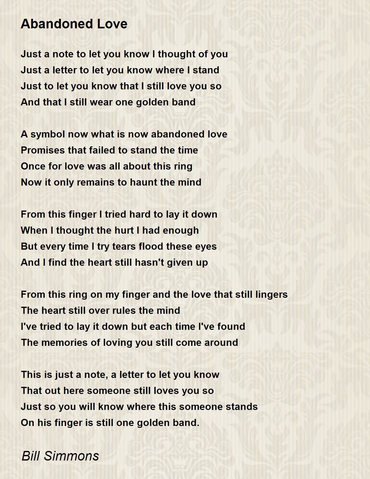 Abandoned Love Abandoned Love Poem by Bill Simmons