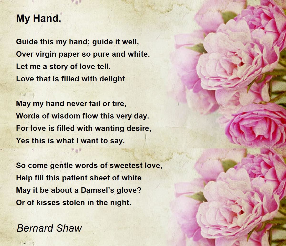 My Hand. My Hand. Poem by Bernard Shaw
