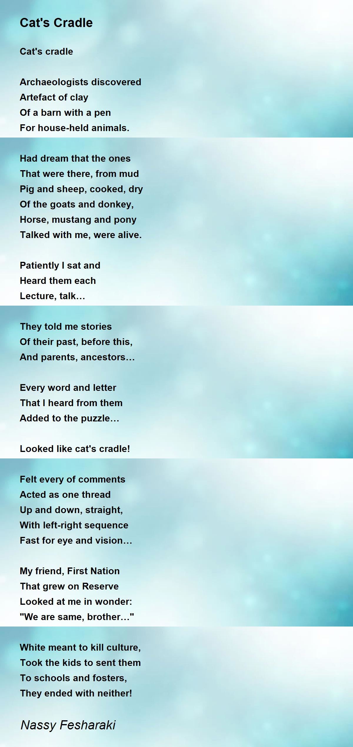 Cat's Cradle Cat's Cradle Poem by Nassy Fesharaki