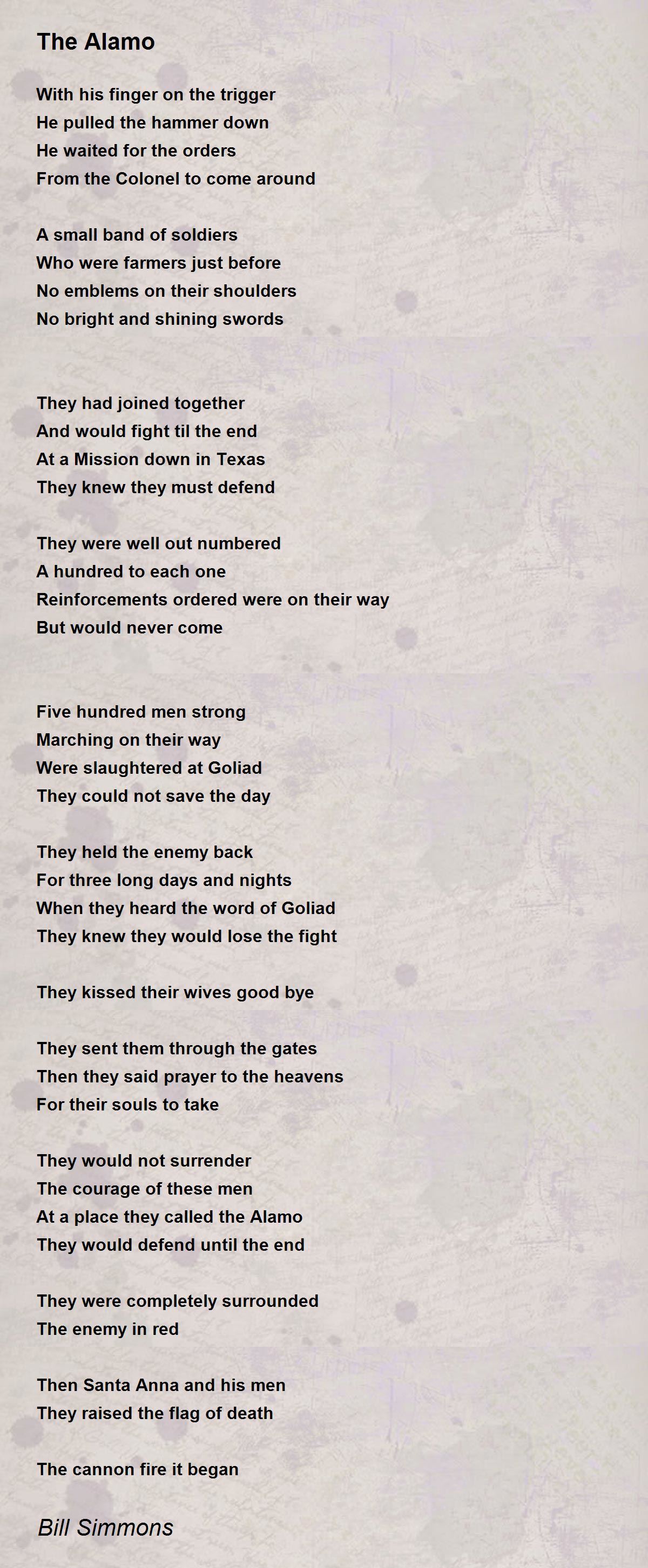 The Alamo Poem by Bill Simmons Poem Hunter