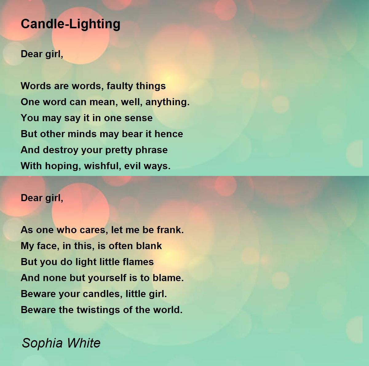 CandleLighting CandleLighting Poem by Sophia White