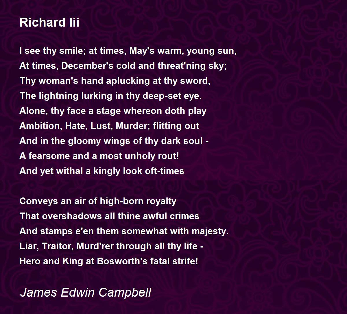 Richard Iii Richard Iii Poem by James Edwin Campbell