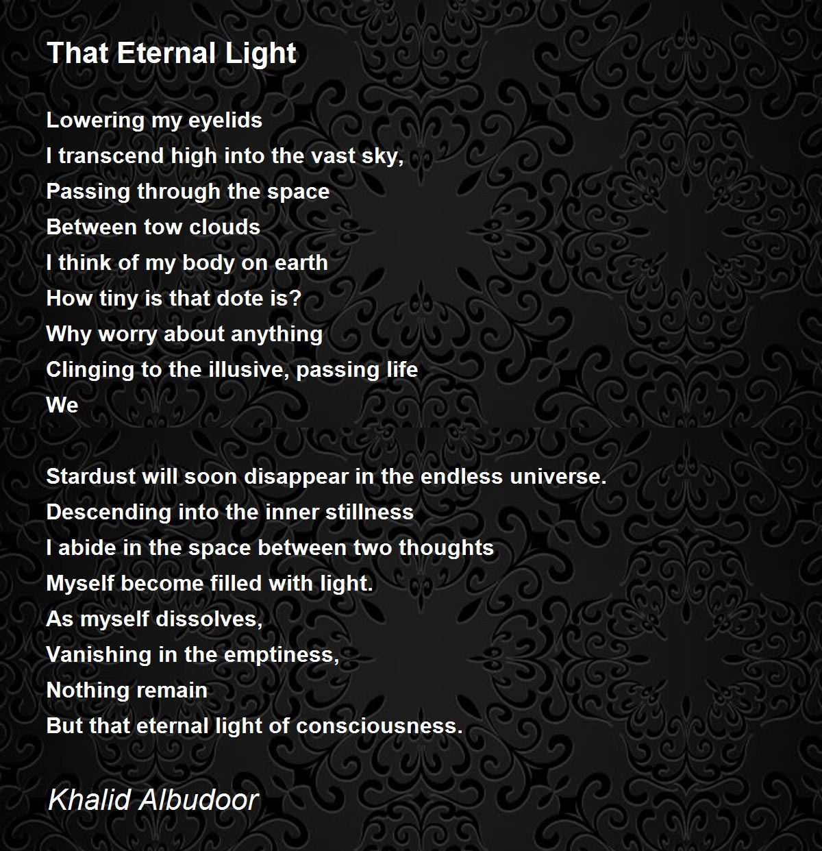 That Eternal Light Poem by Khalid Albudoor Poem Hunter