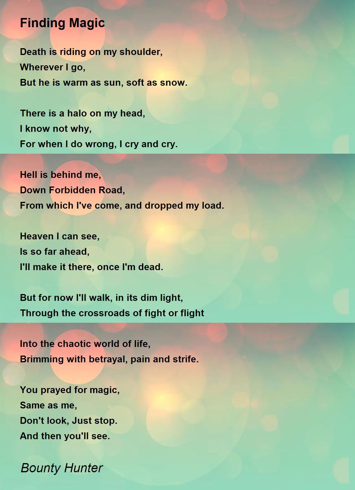 Finding Magic Finding Magic Poem by Bounty Hunter