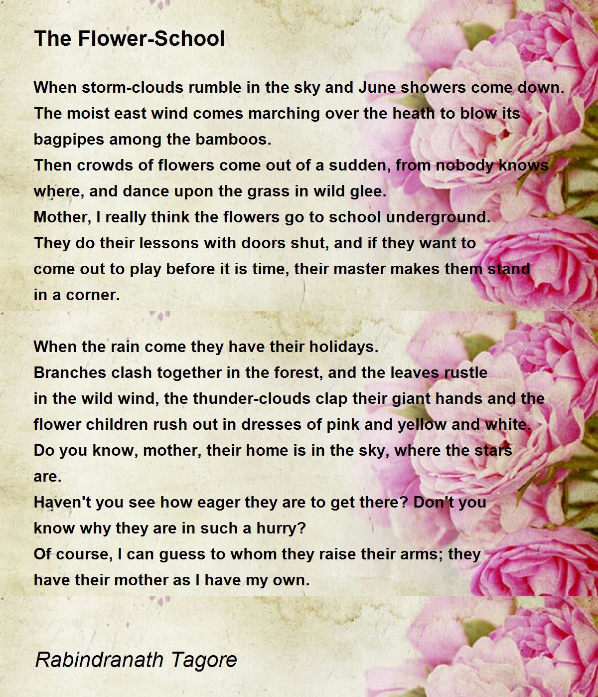 The Flower-School Poem by Rabindranath Tagore - Poem 