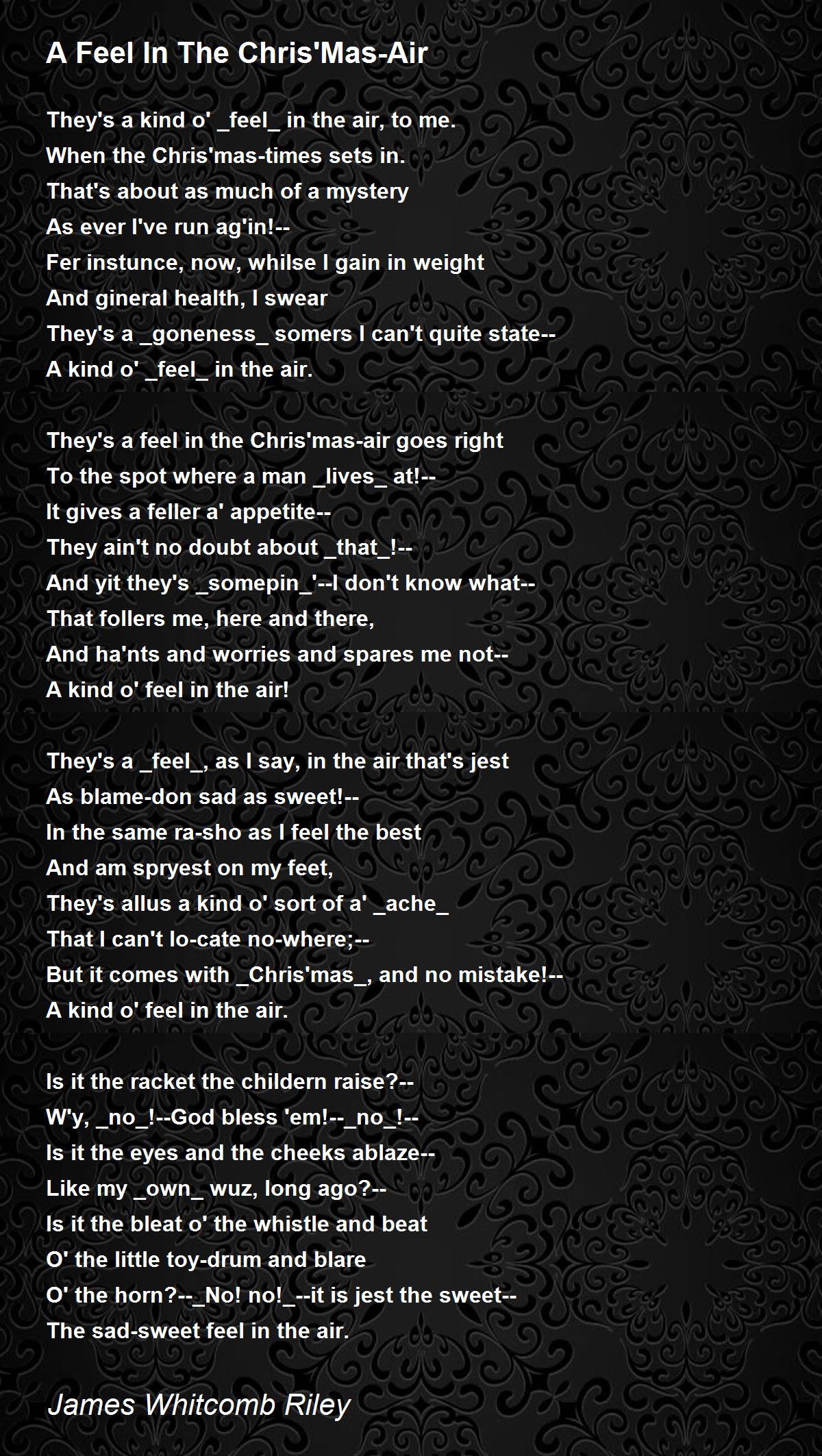 A Feel In The Chris'Mas-Air - A Feel In The Chris'Mas-Air Poem by James ...