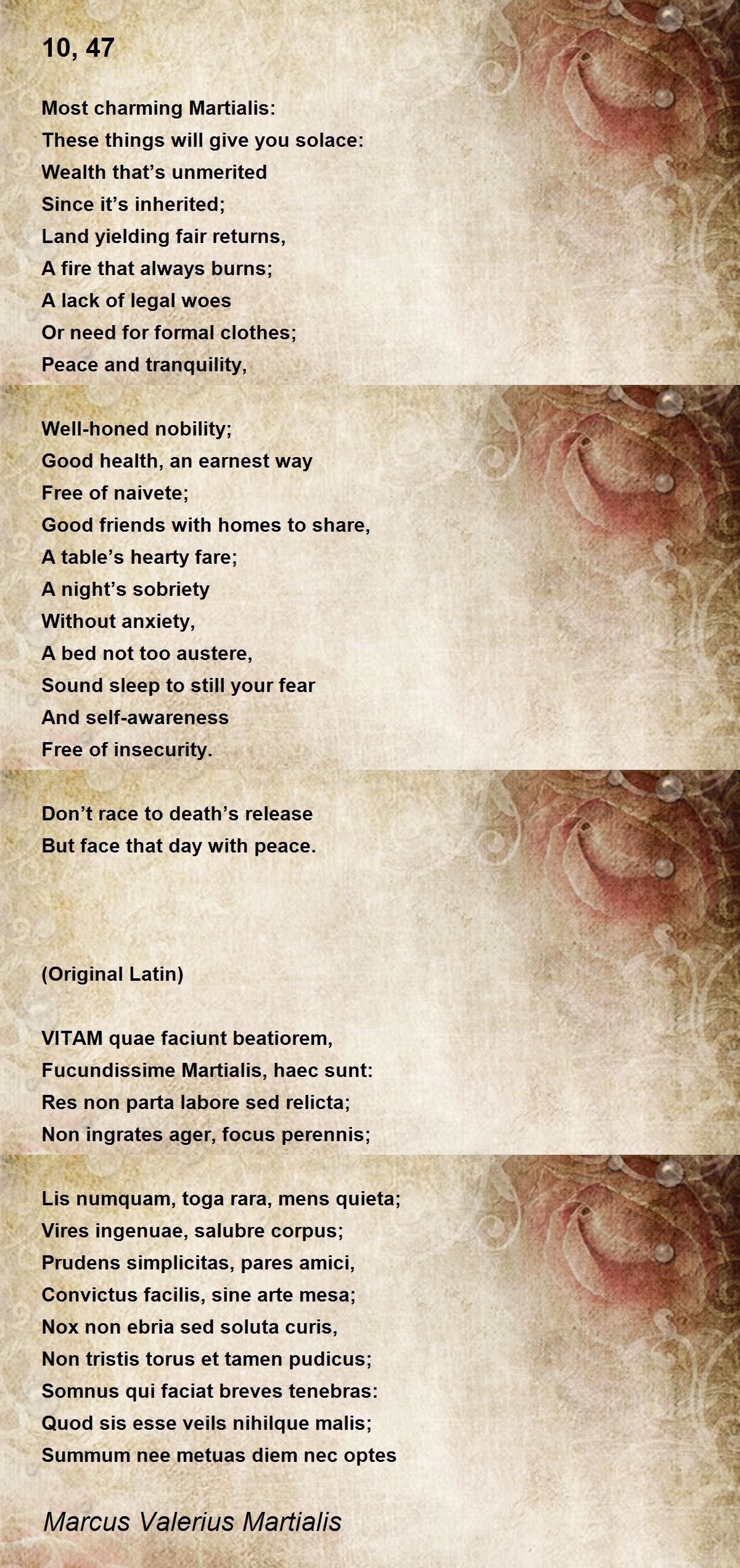 10, 47 by Marcus Valerius Martialis 10, 47 Poem
