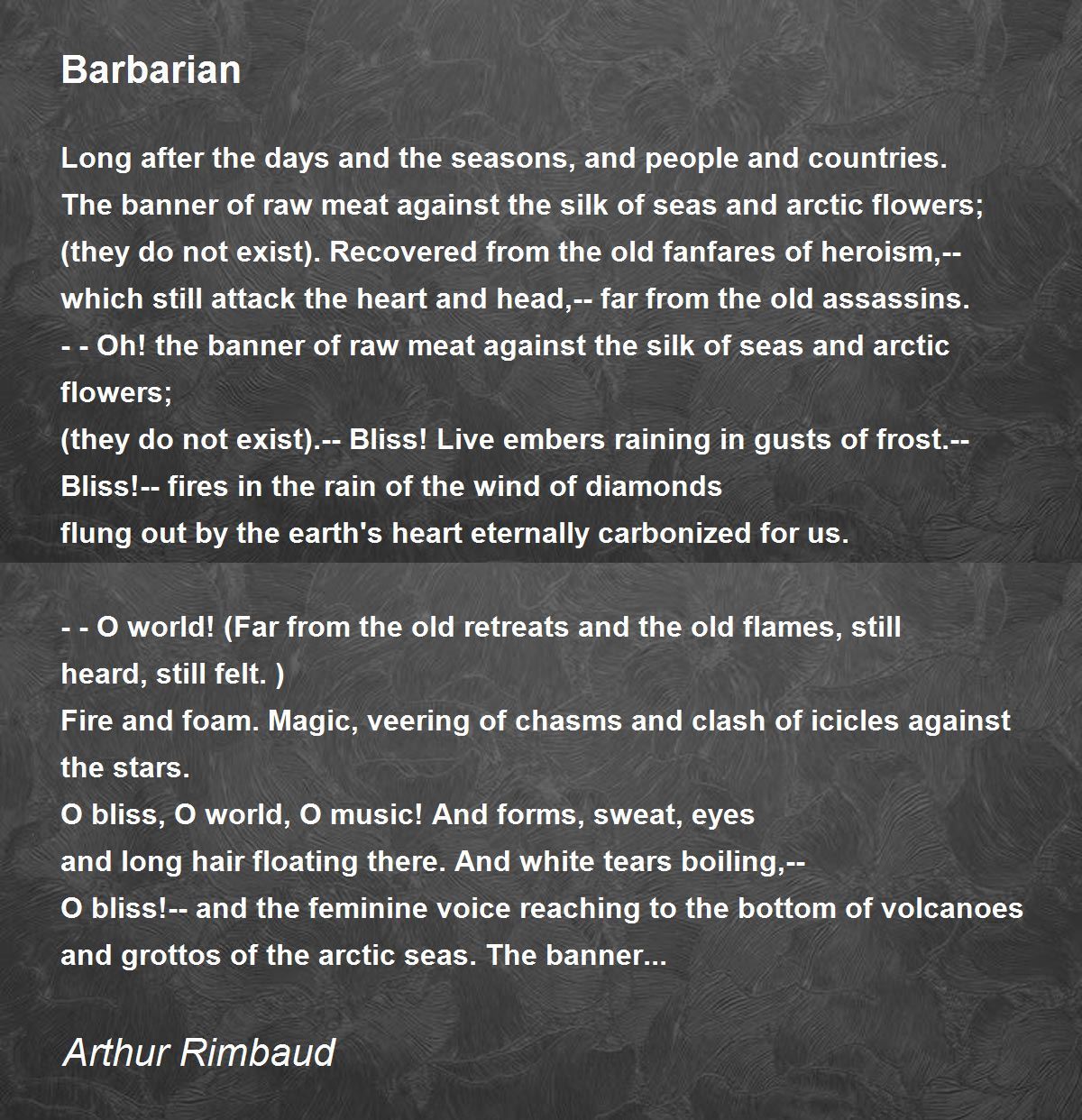 Barbarian Poem by Arthur Rimbaud - Poem Hunter