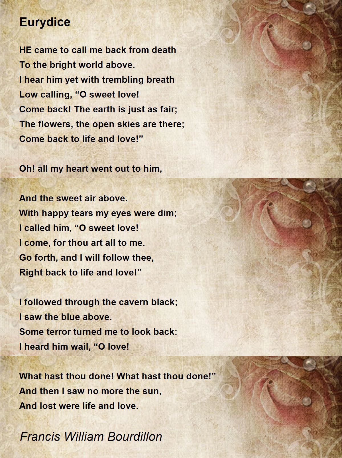 Eurydice Poem by Francis William Bourdillon - Poem Hunter