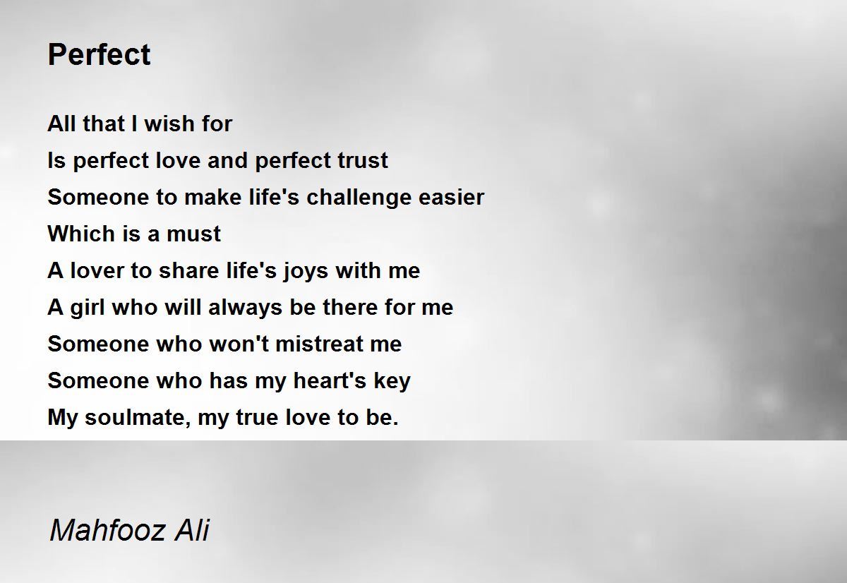 You Are Perfect To Me Poem