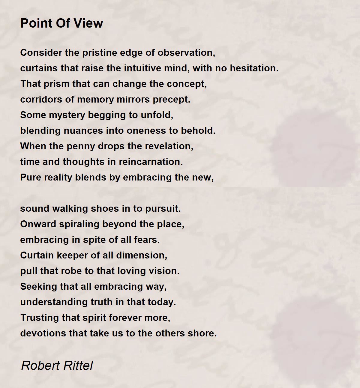 Point Of View by Robert Rittel - Point Of View Poem