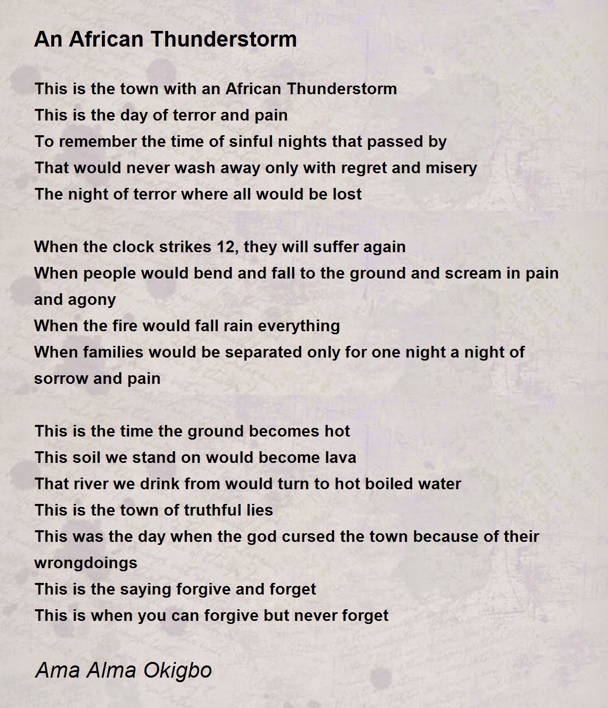 An African Thunderstorm Poem by Ama Alma Okigbo - Poem Hunter