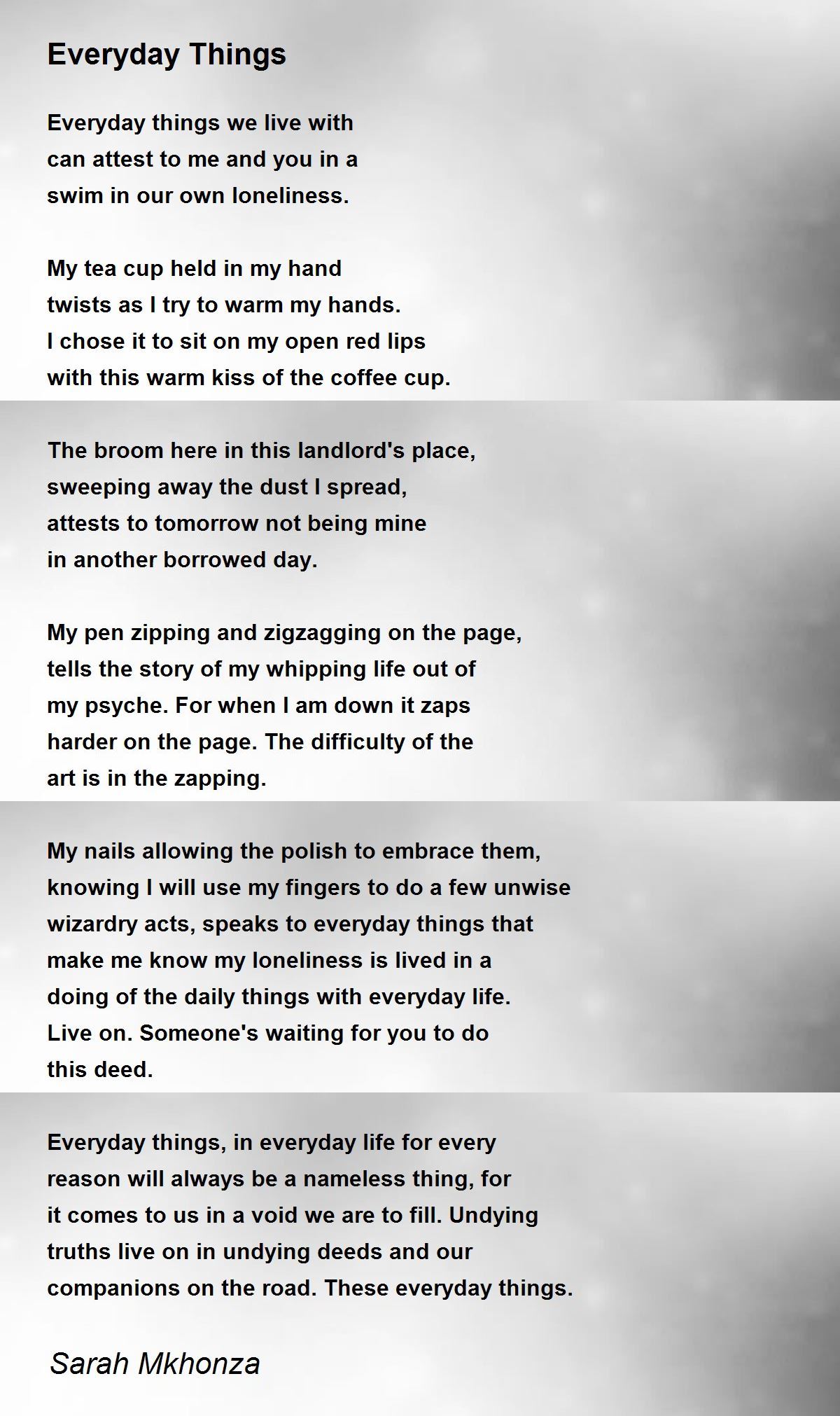 Everyday Things Everyday Things Poem By Sarah Mkhonza everyday-things-everyday-things-poem-by-sarah-mkhonza