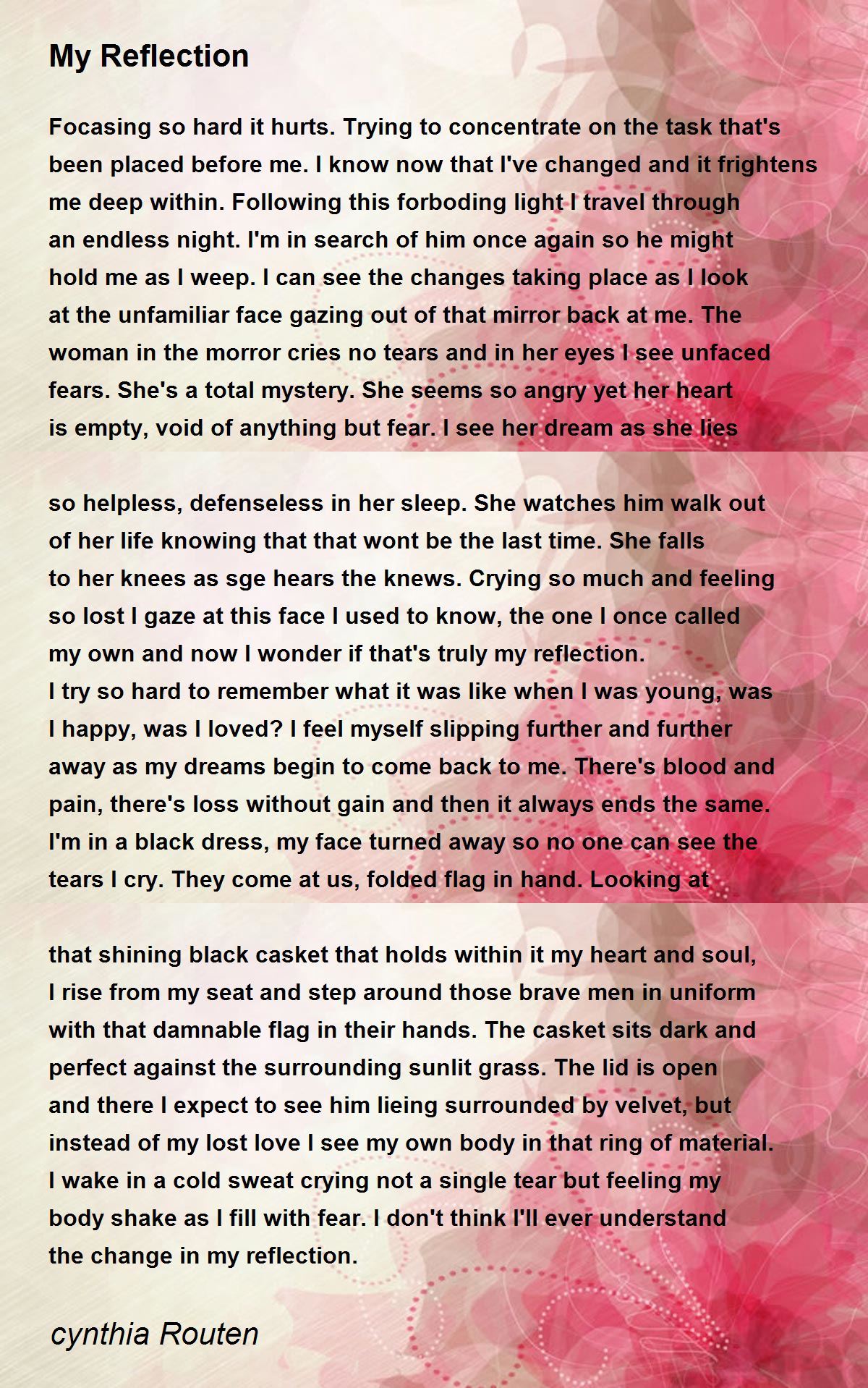 My Reflection My Reflection Poem by cynthia Routen