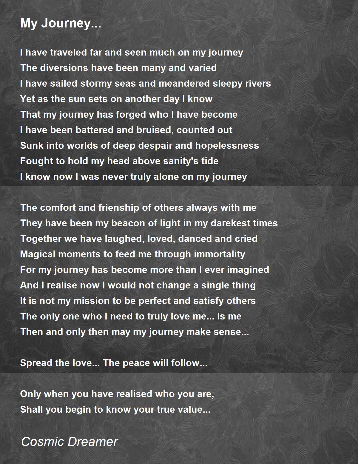 My Journey... My Journey... Poem by Cosmic Dreamer