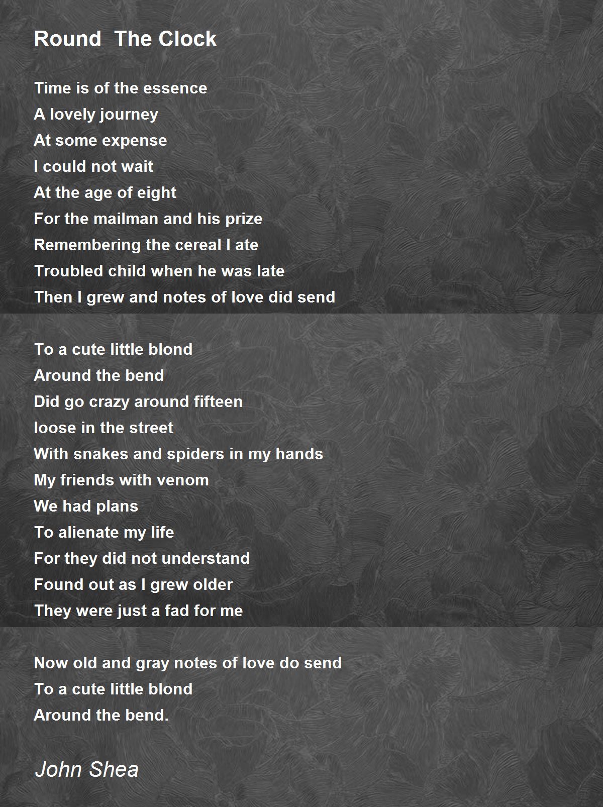 Round The Clock Round The Clock Poem by John Shea