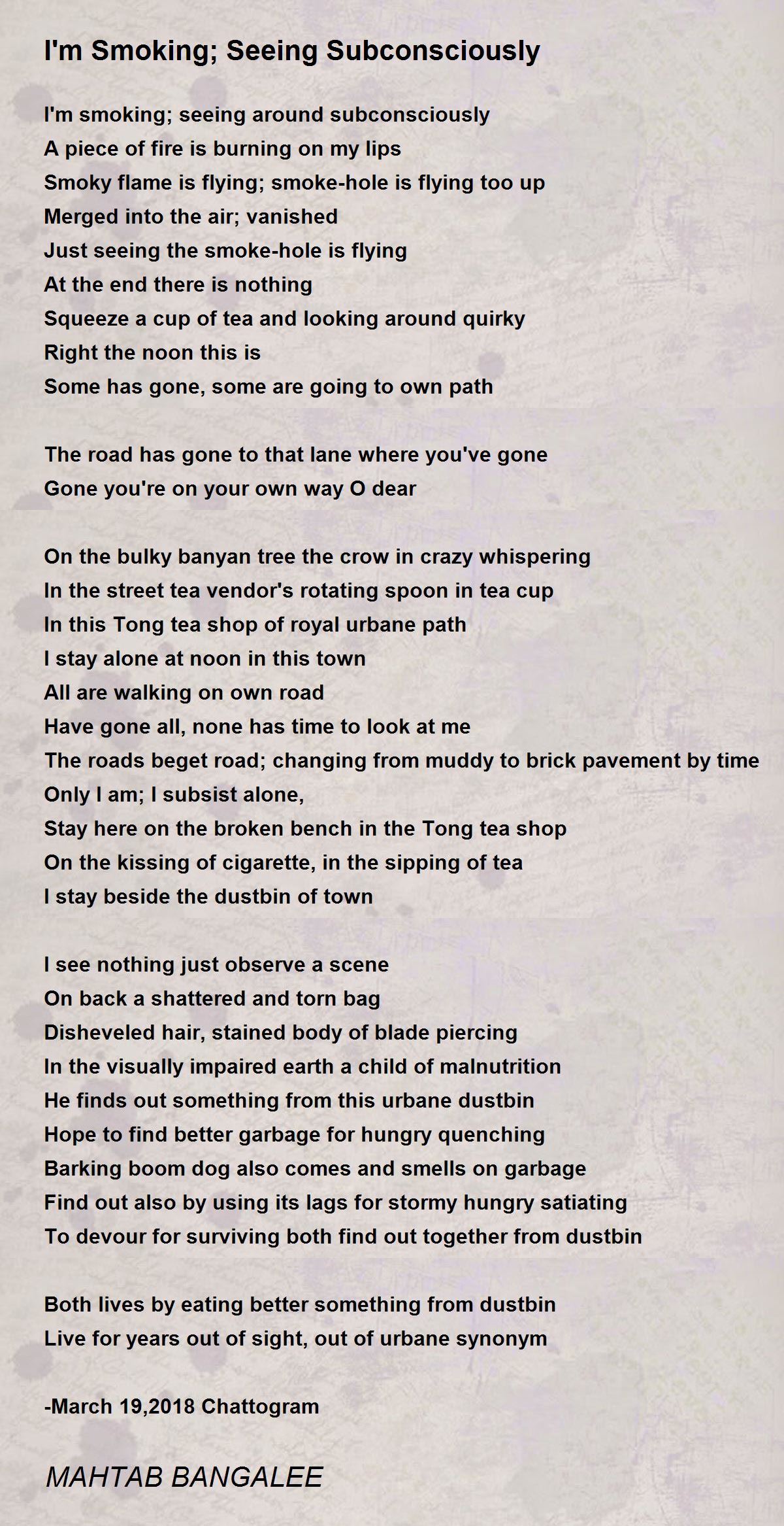 I'm Smoking; Seeing Subconsciously by MAHTAB BANGALEE I'm Smoking