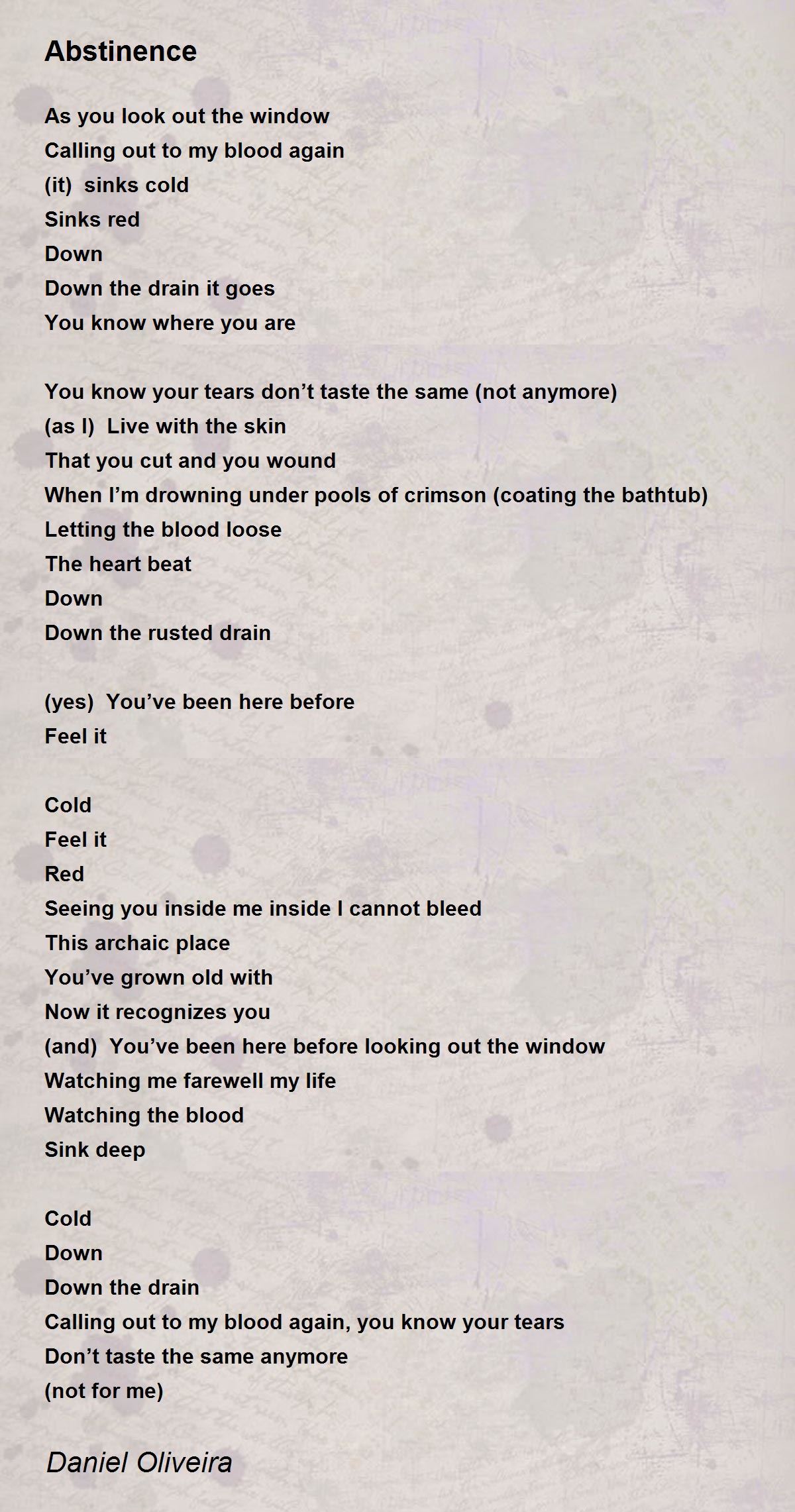 Abstinence Abstinence Poem by Daniel Oliveira