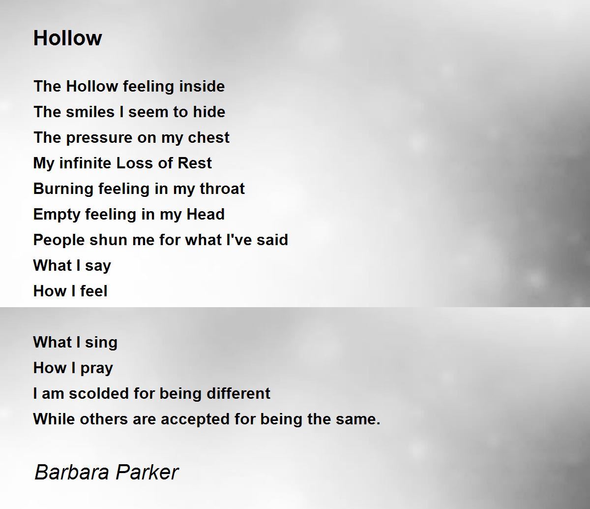 Hollow Hollow Poem by Barbara Parker