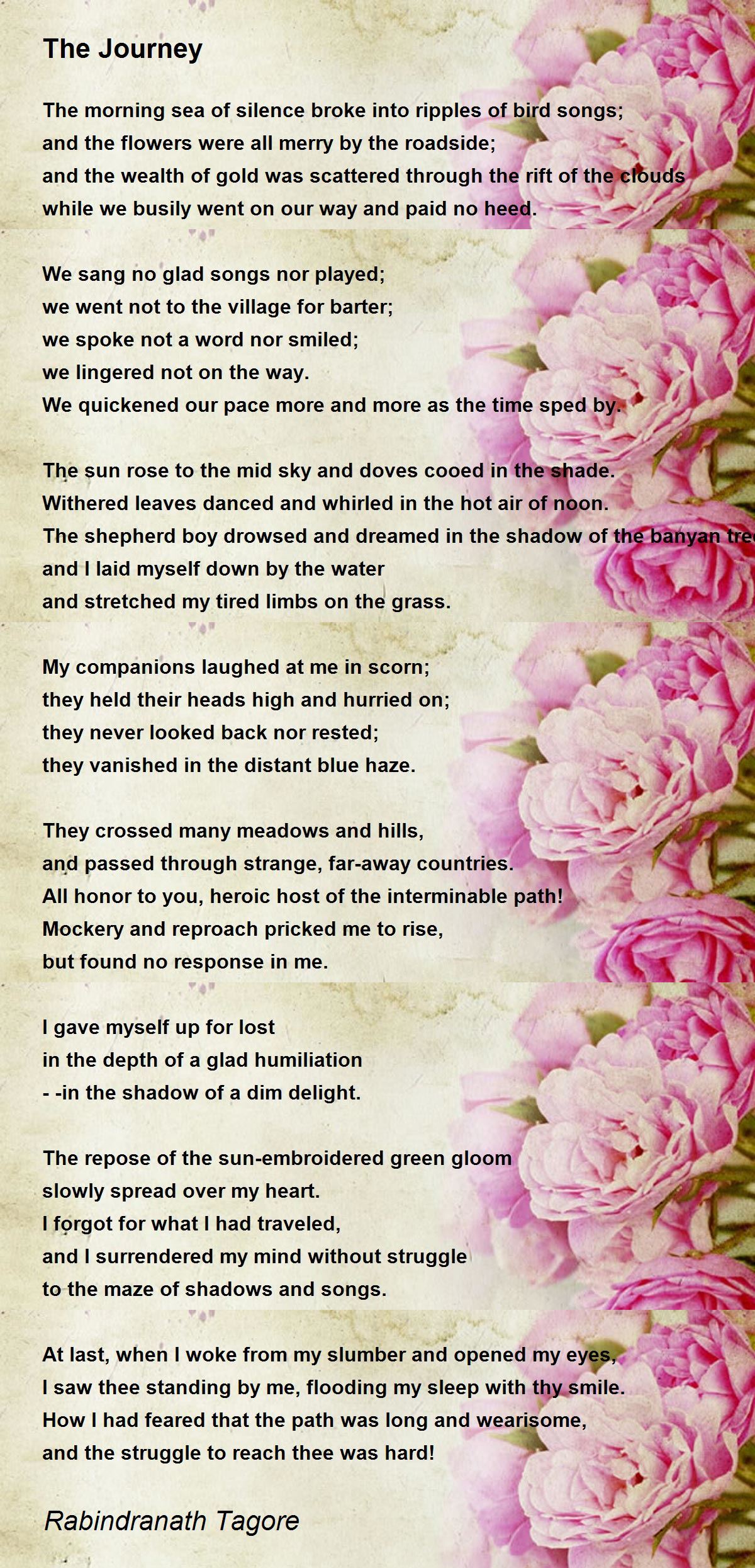 the journey poem by rabindranath tagore