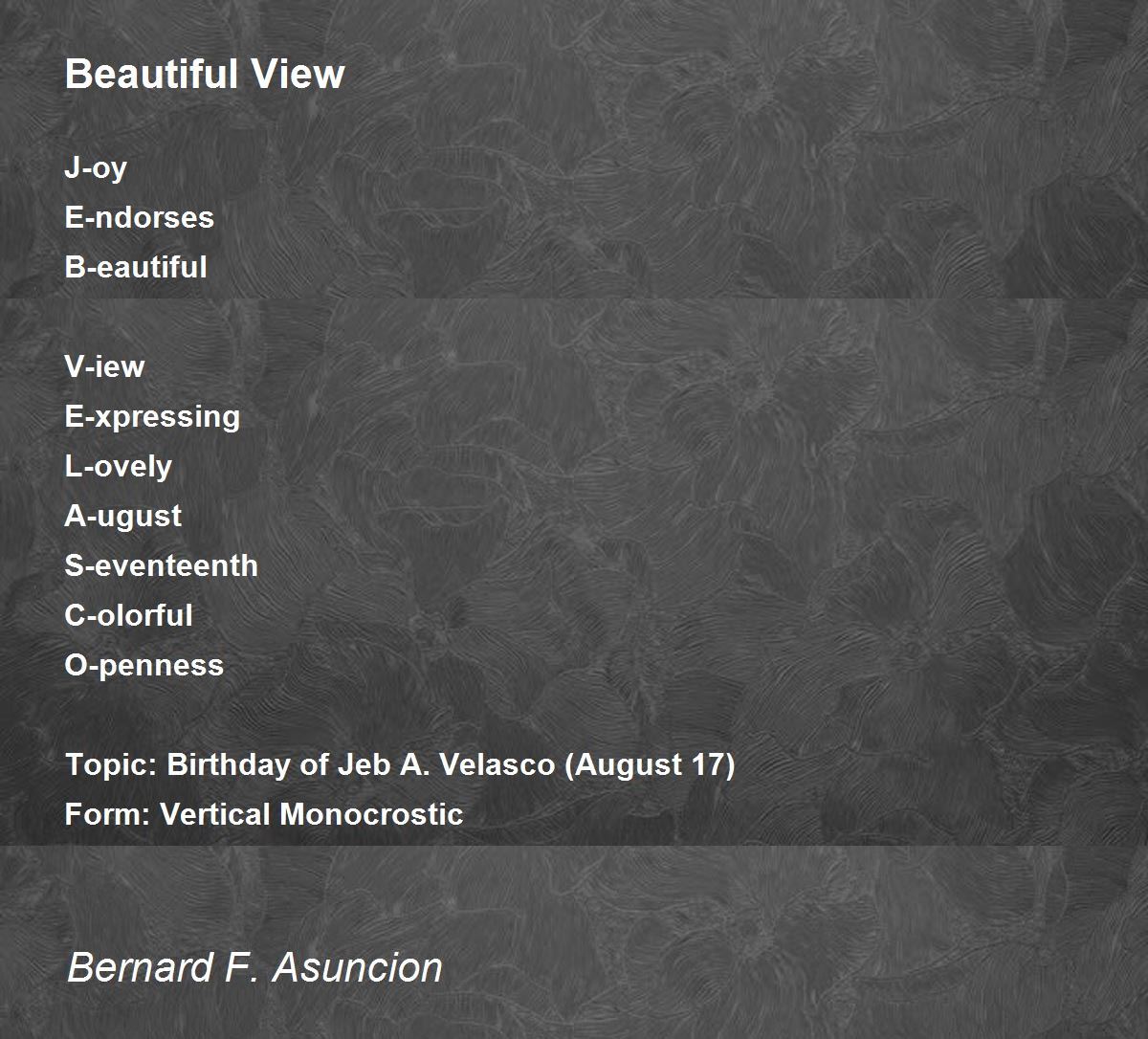 Beautiful View Beautiful View Poem By Bernard F Asuncion