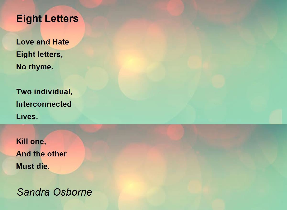 Eight Letters Eight Letters Poem by