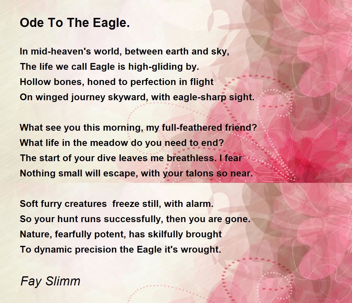 Ode To The Eagle. Ode To The Eagle. Poem by Fay Slimm