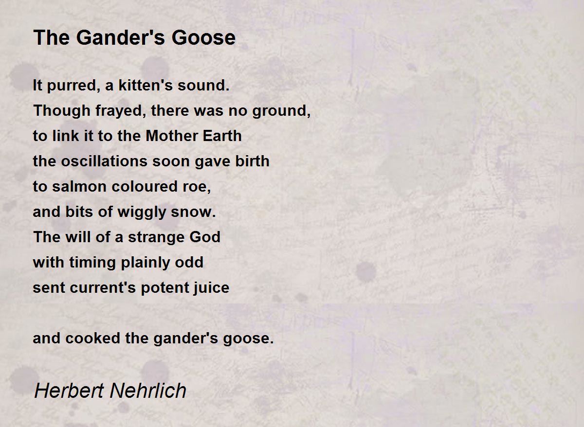The Gander's Goose - The Gander's Goose Poem by Herbert Nehrlich