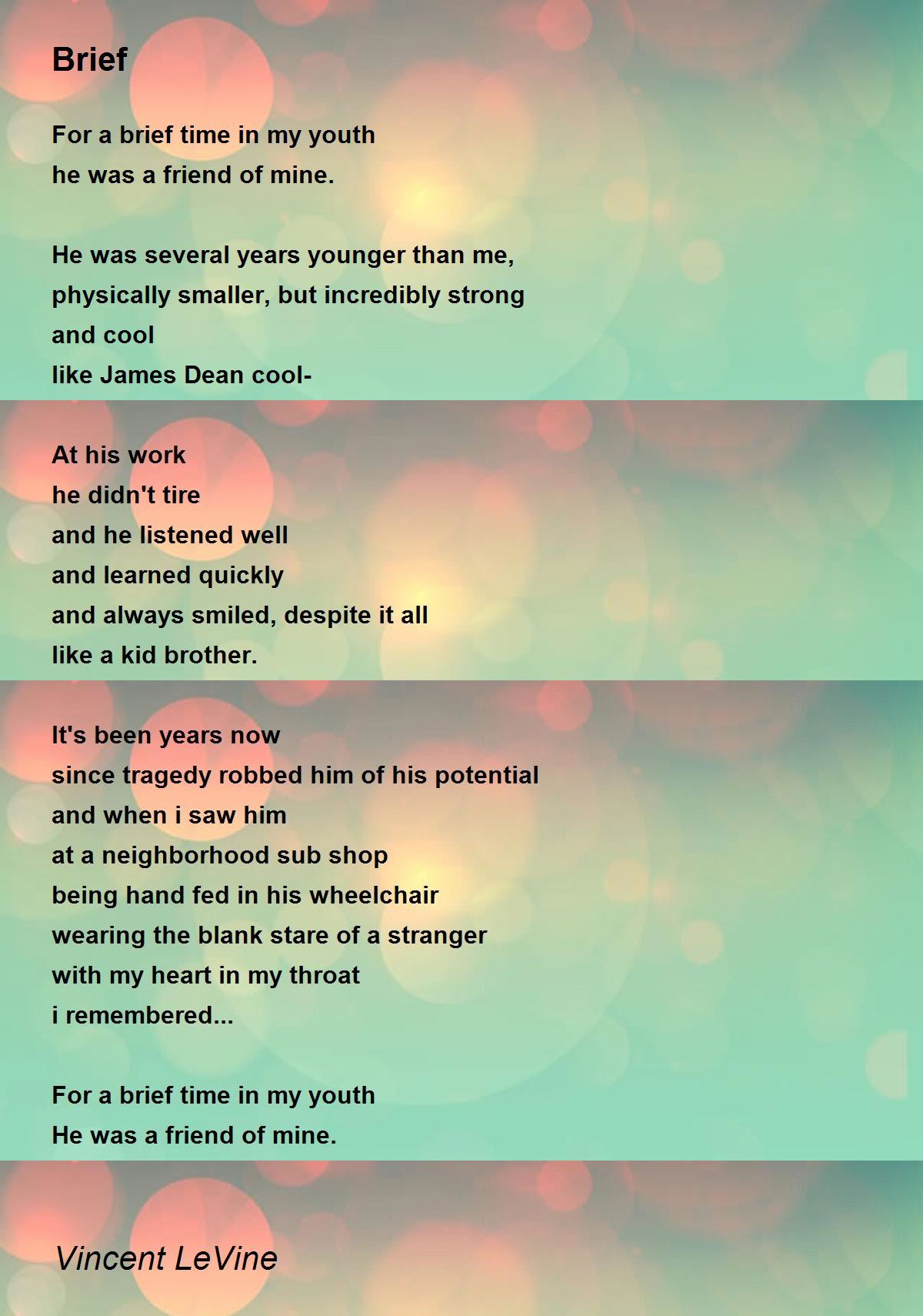 Brief by Vincent LeVine Brief Poem