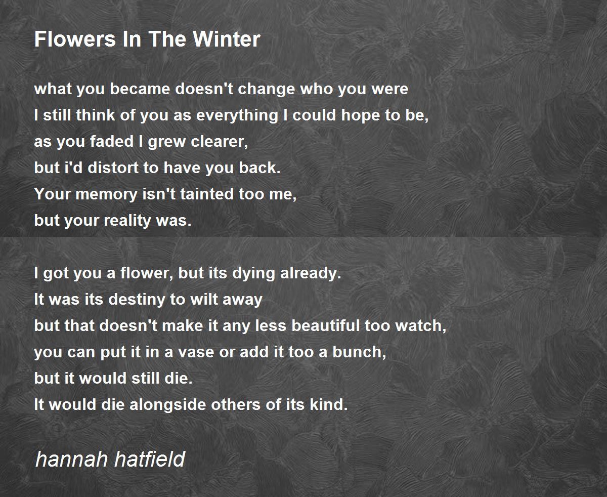 Flowers In The Winter Flowers In The Winter Poem by hannah hatfield