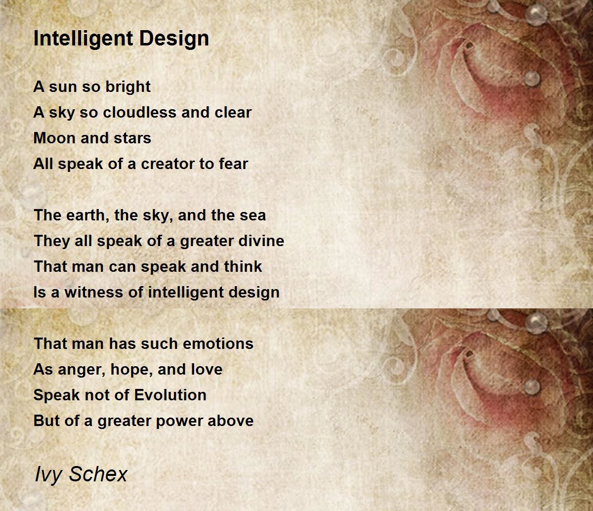 Intelligent Design Poem By Ivy Schex Poem Hunter