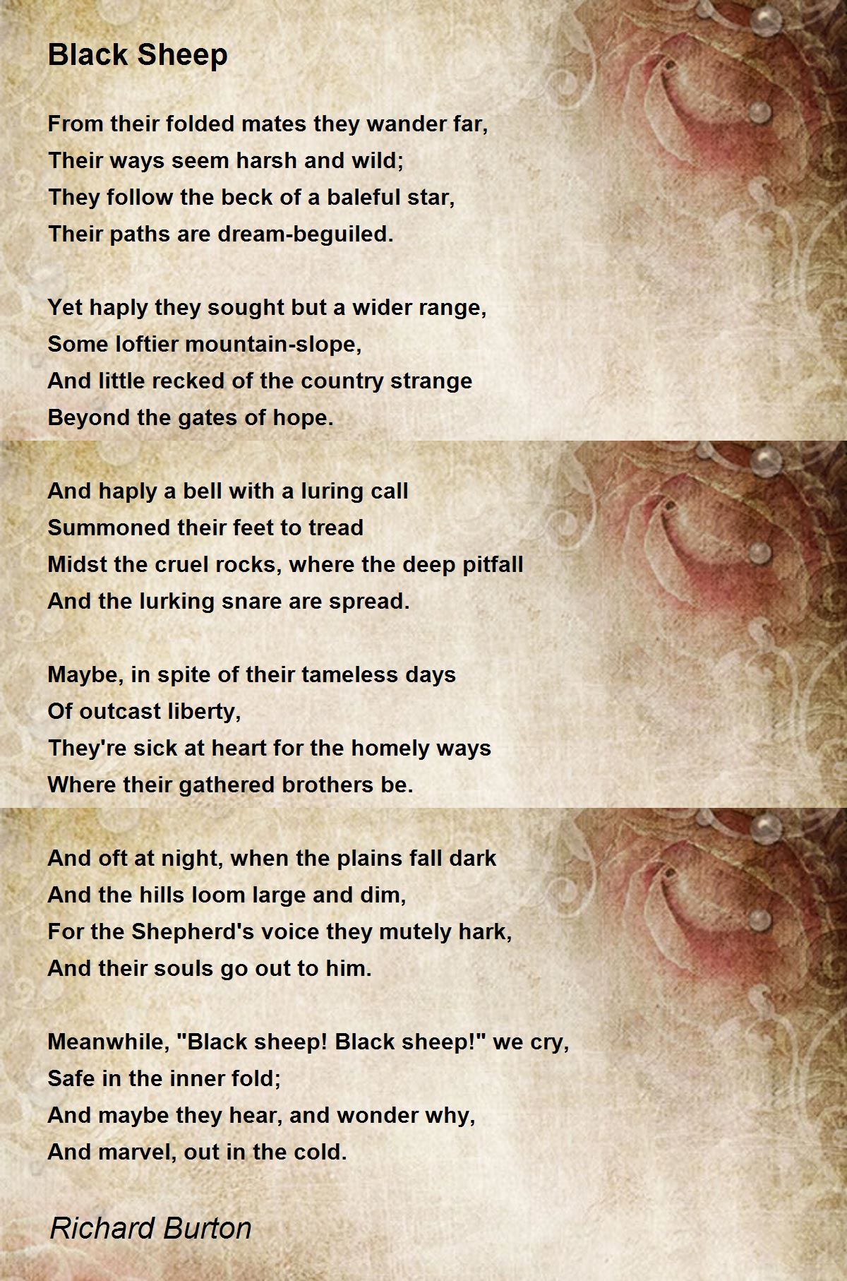 Black Sheep Poem by Richard Burton - Poem Hunter