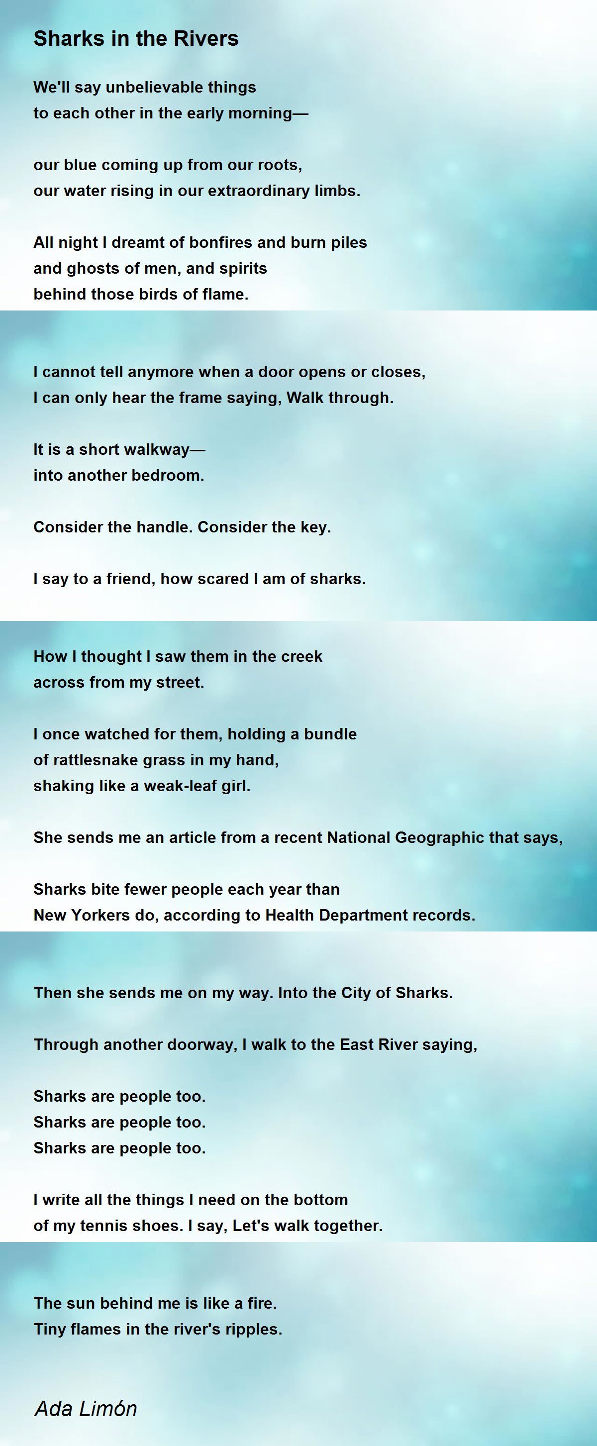 Sharks in the Rivers - Sharks in the Rivers Poem by Ada Limón