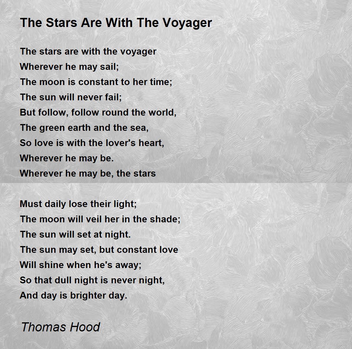 The Stars Are With The Voyager Poem by Thomas Hood - Poem 
