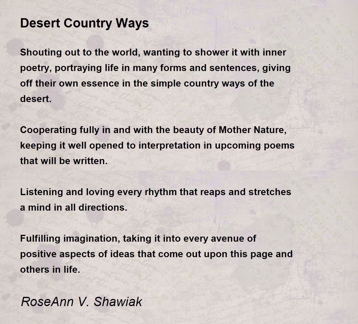 Desert Country Ways by RoseAnn V. Shawiak Desert Country Ways Poem