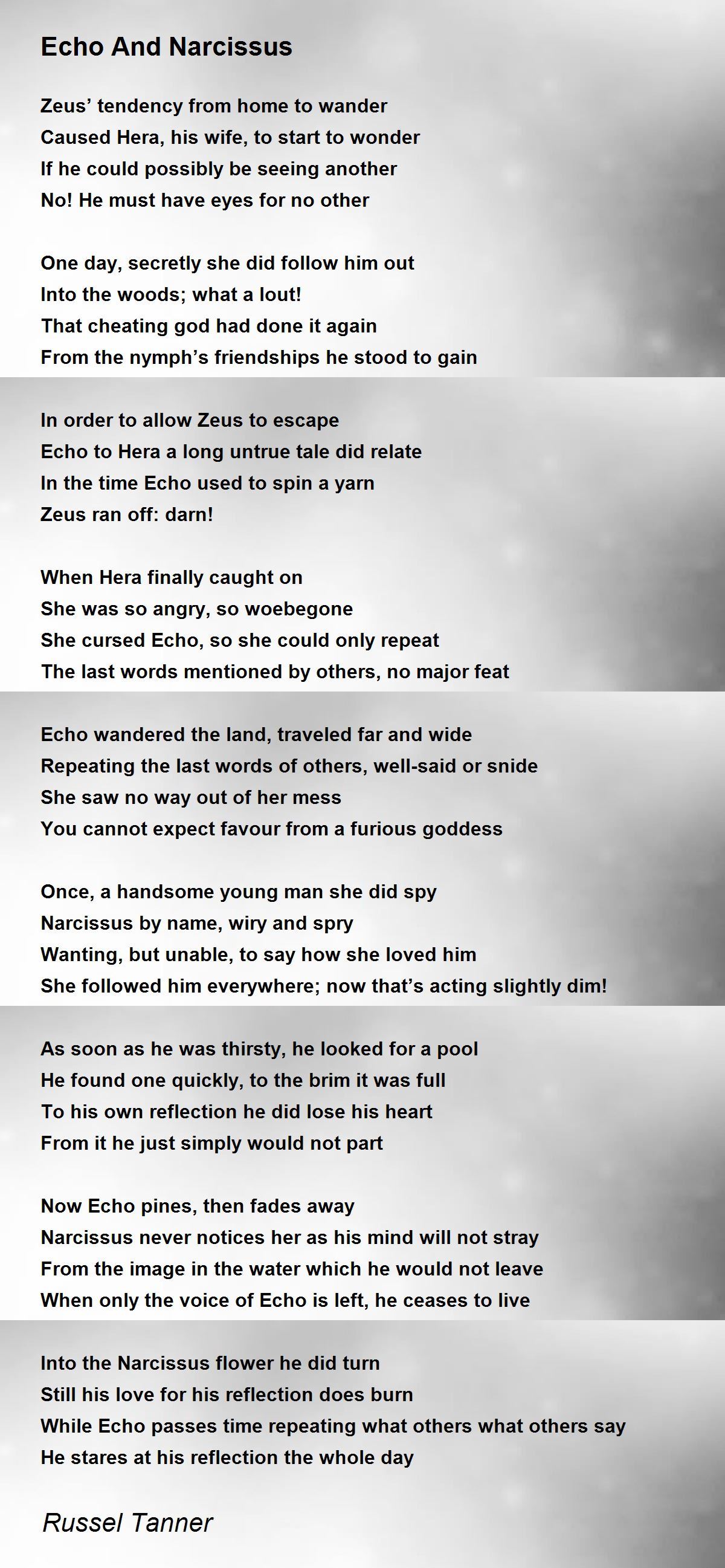 Echo And Narcissus Echo And Narcissus Poem by Russel Tanner