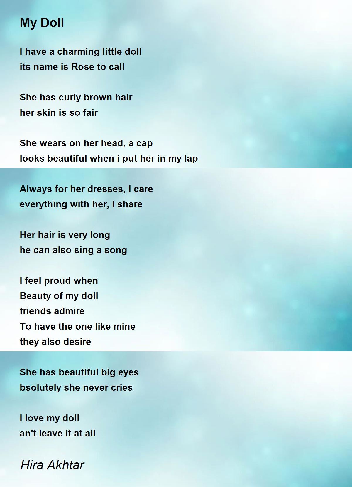 My Doll Poem by Hira Akhtar - Poem Hunter