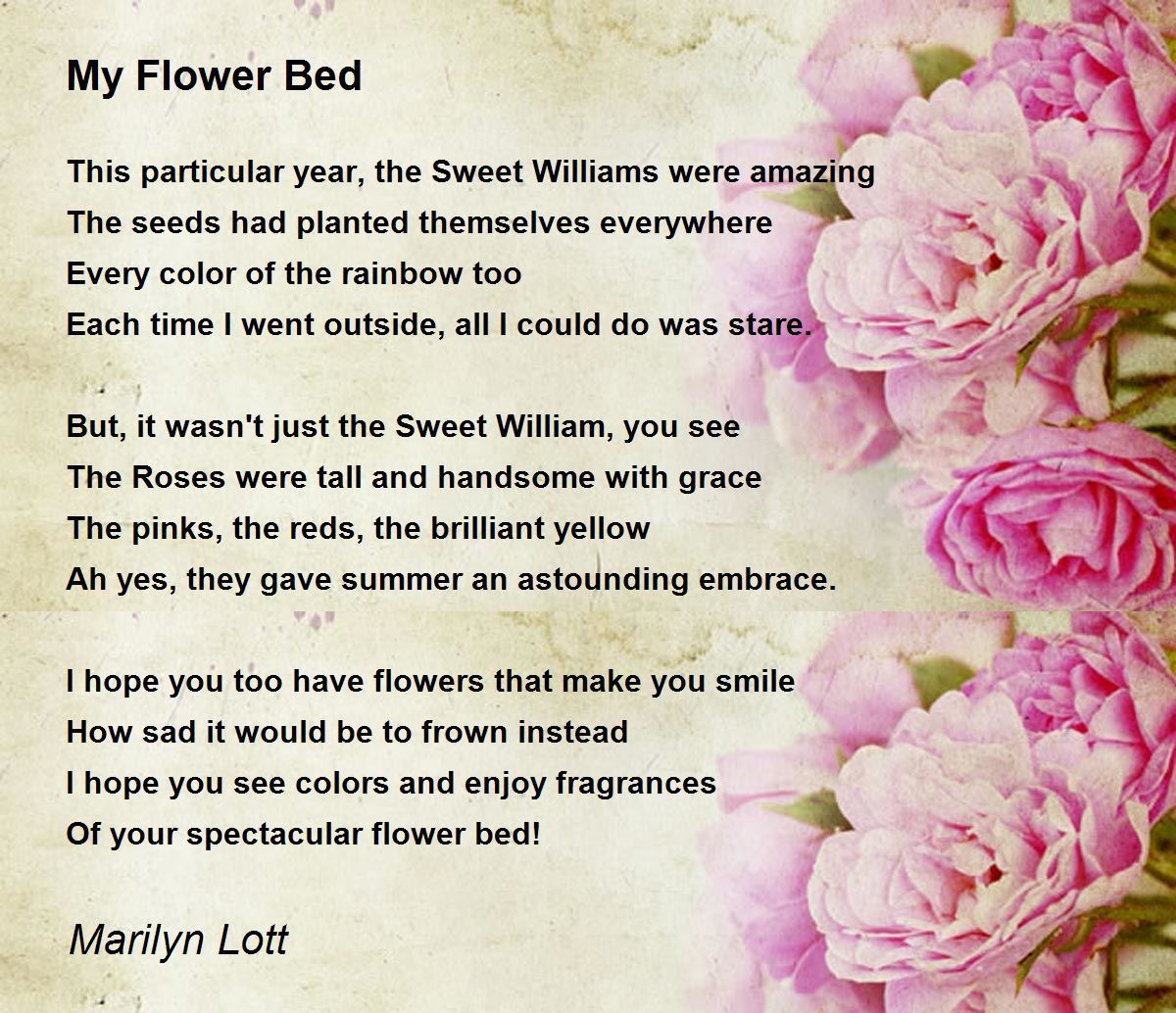 My Flower Bed My Flower Bed Poem by Marilyn Lott