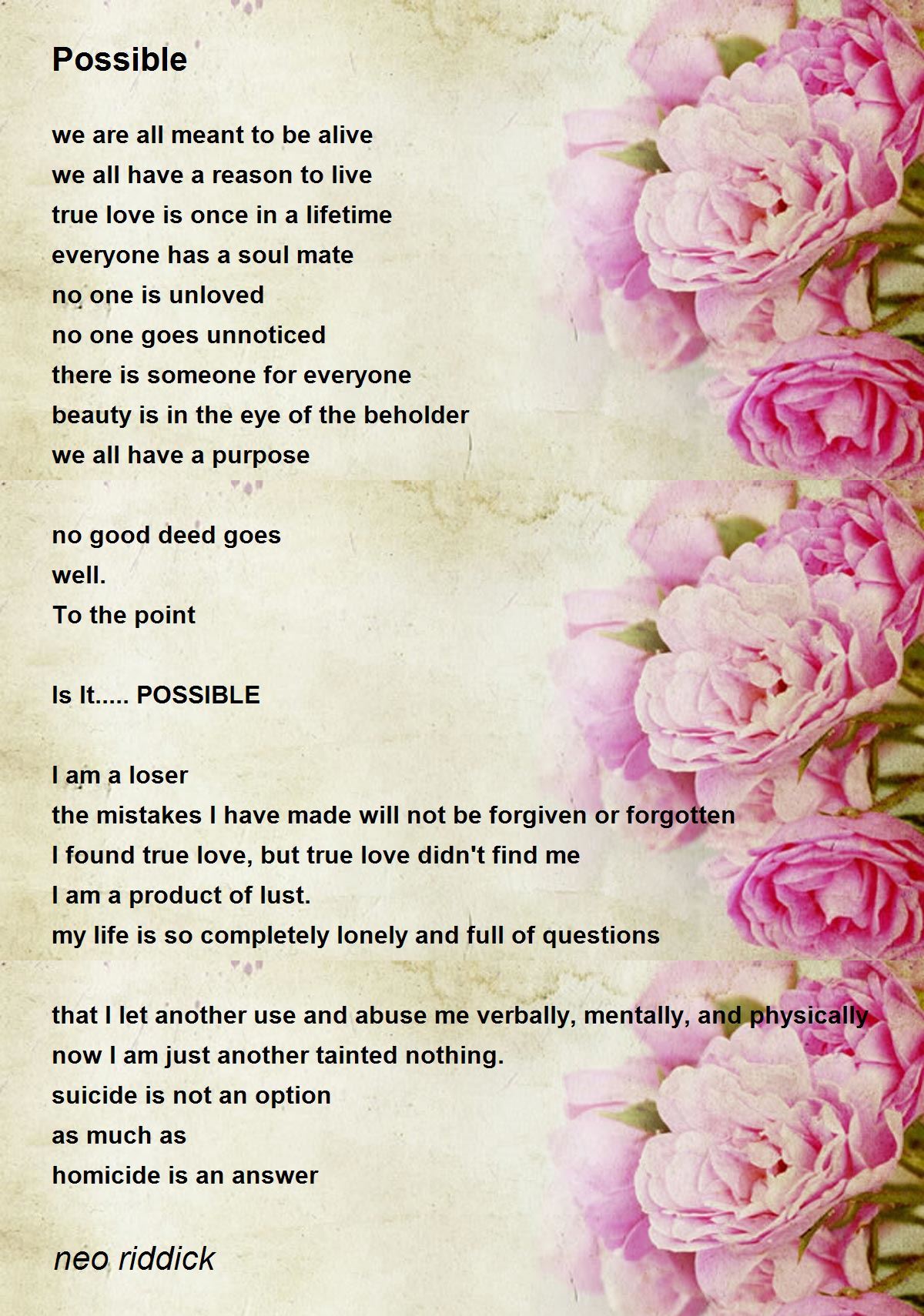 Possible Poem by neo riddick Poem Hunter