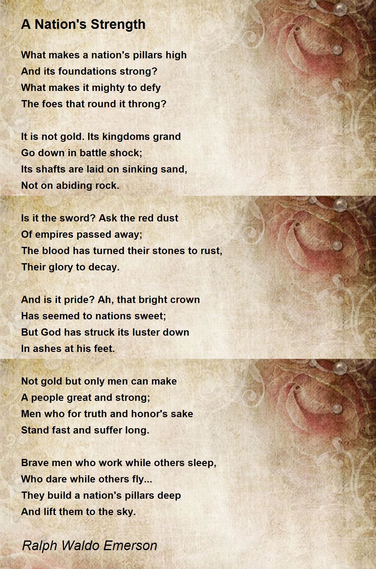 A Nation's Strength Poem by Ralph Waldo Emerson - Poem Hunter