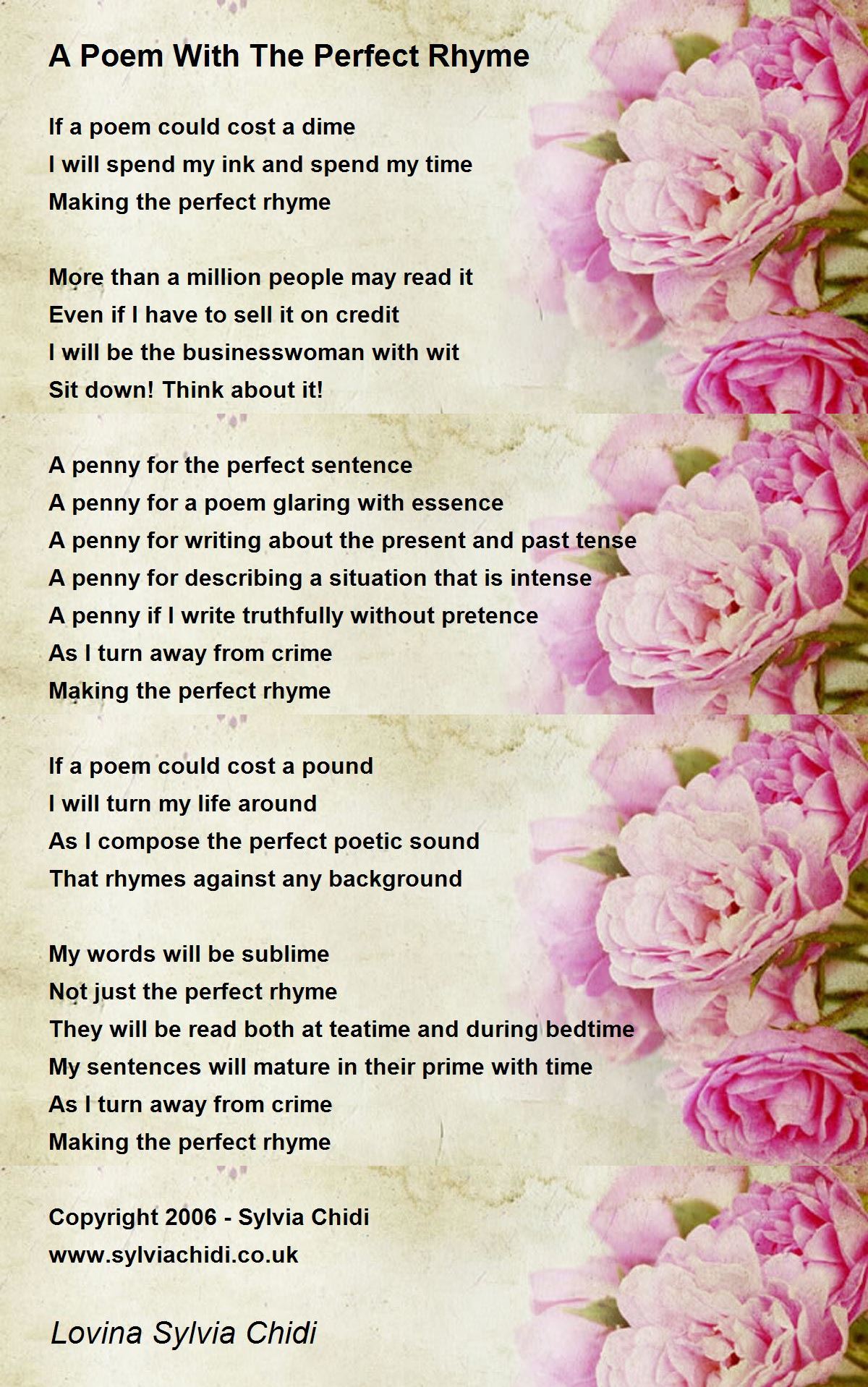 A Poem With The Perfect Rhyme by Sylvia Chidi - A Poem With The