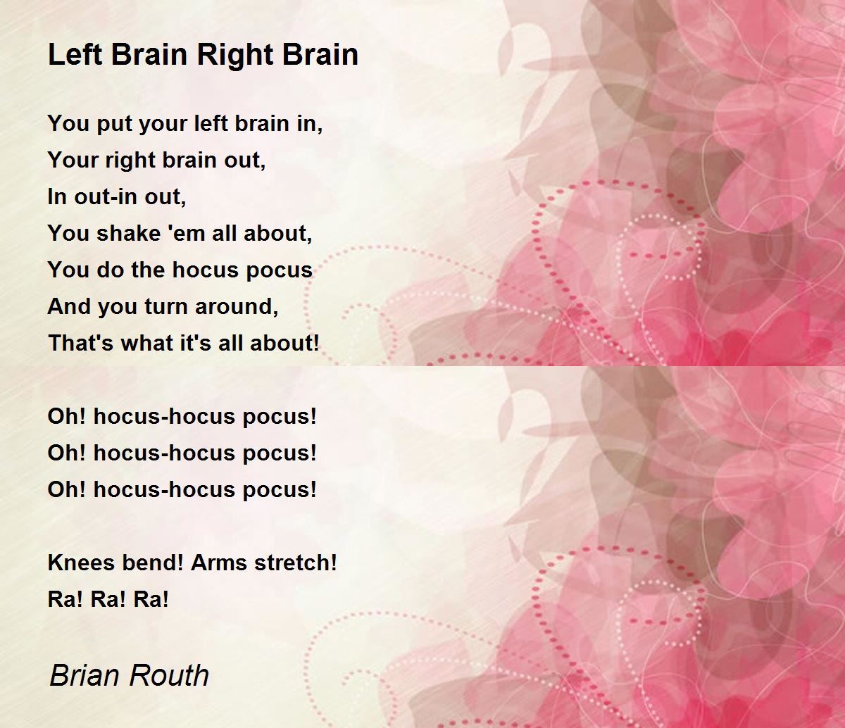 Left Brain Right Brain Left Brain Right Brain Poem by Brian Routh