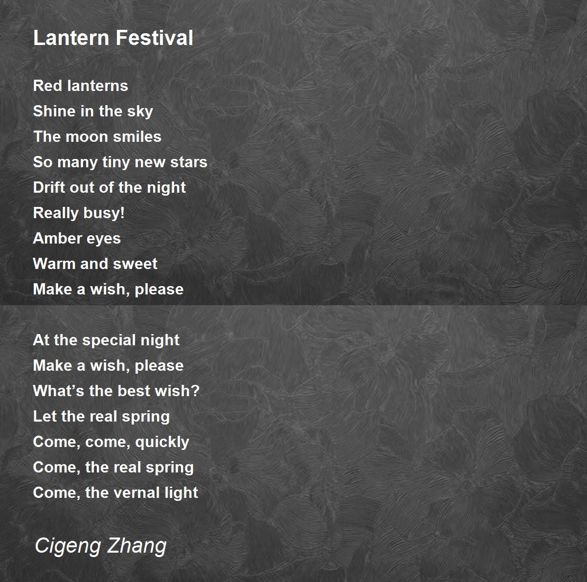 Lantern Festival Lantern Festival Poem by Cigeng Zhang