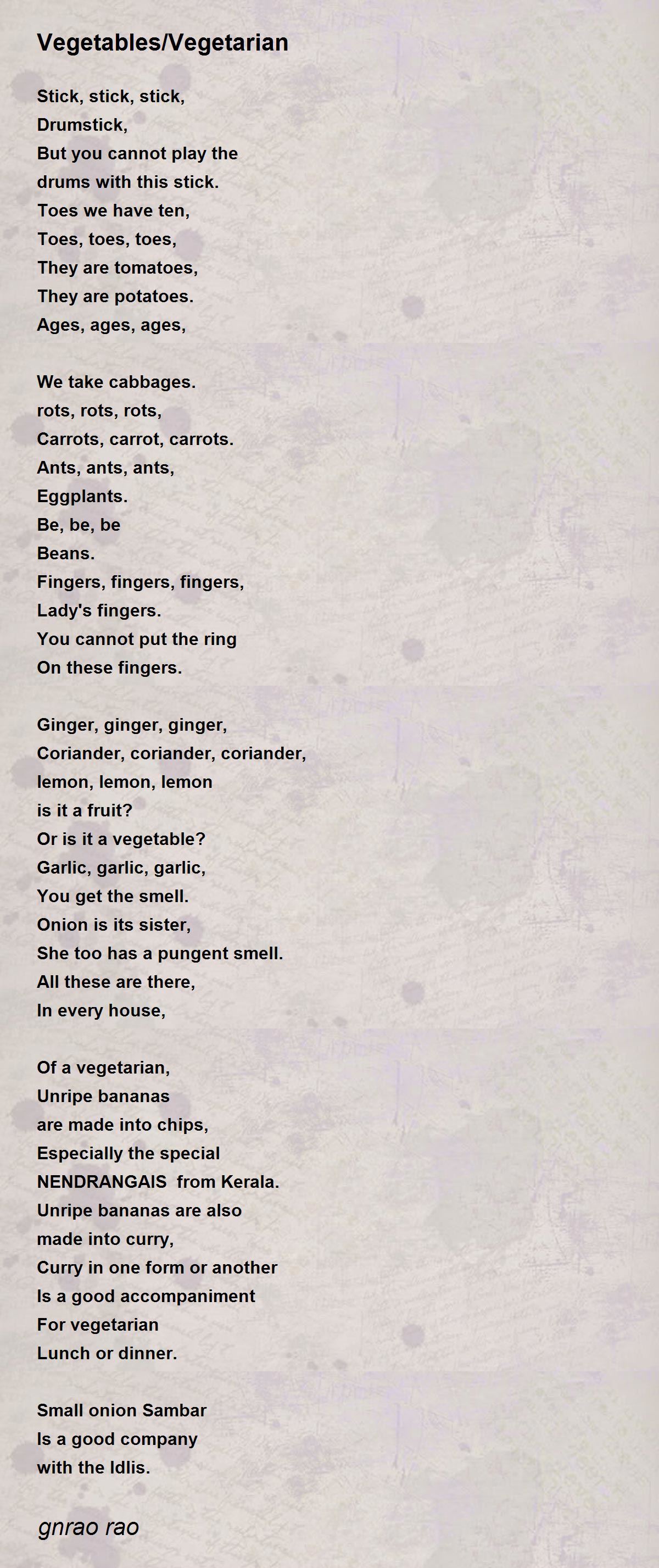 Vegetables/Vegetarian Vegetables/Vegetarian Poem by gnrao rao