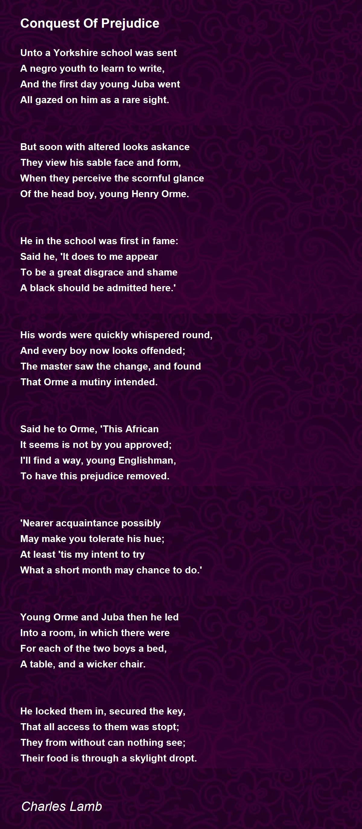 Conquest Of Prejudice Poem by Charles Lamb - Poem Hunter