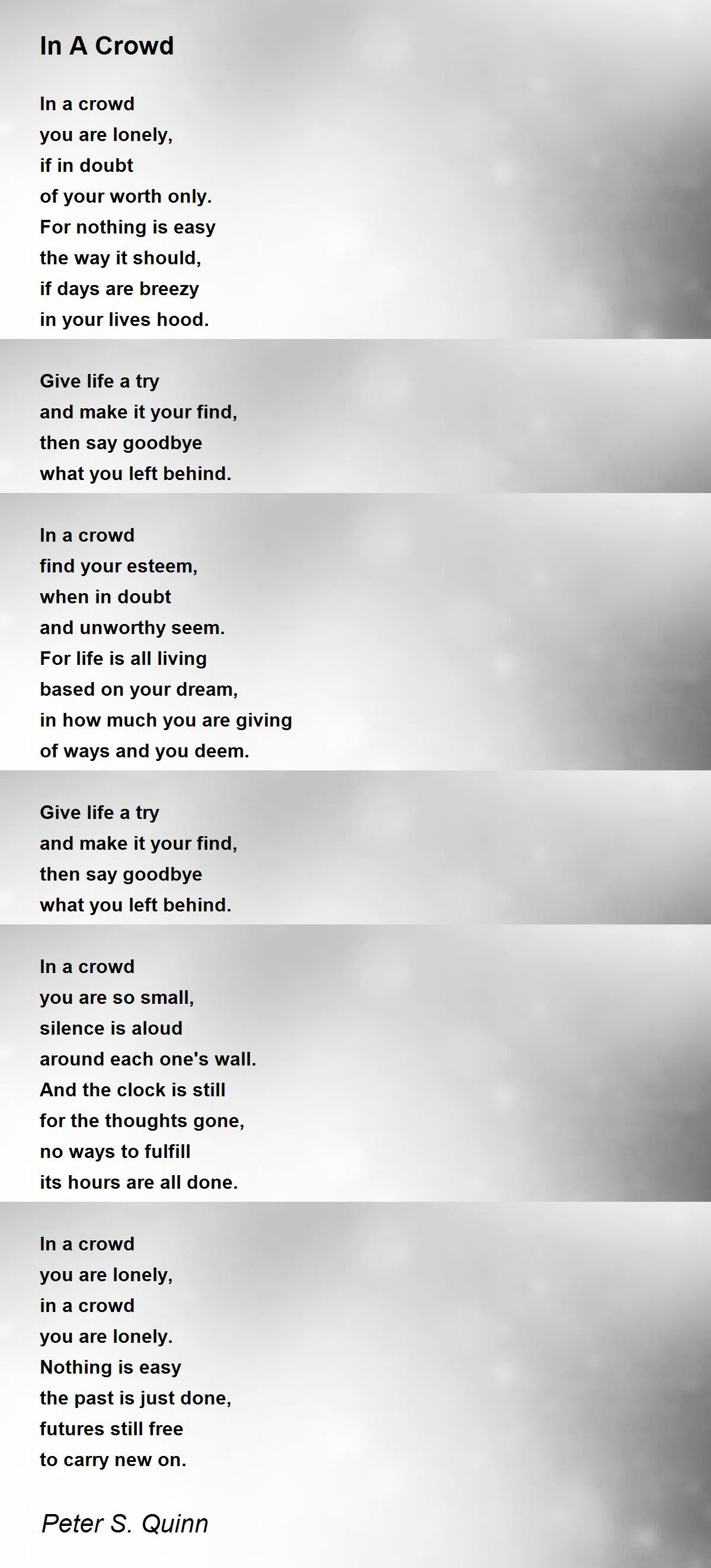 In A Crowd In A Crowd Poem by Peter S. Quinn