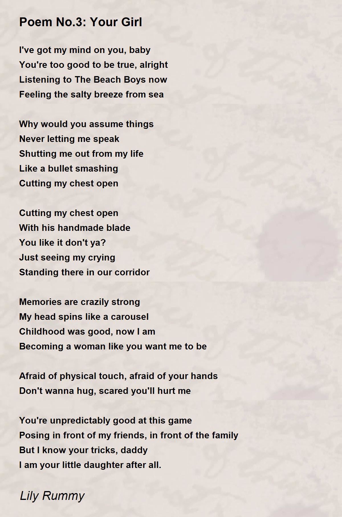 Poem No.3 Your Girl by Lily Rummy Poem No.3 Your Girl Poem