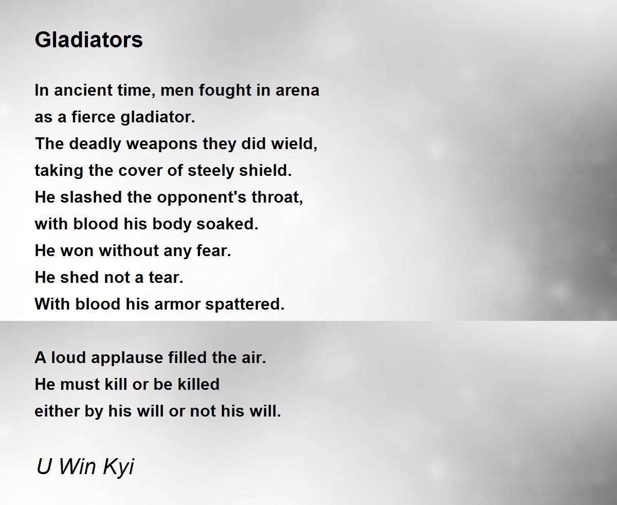 Gladiators by U Win Kyi Gladiators Poem