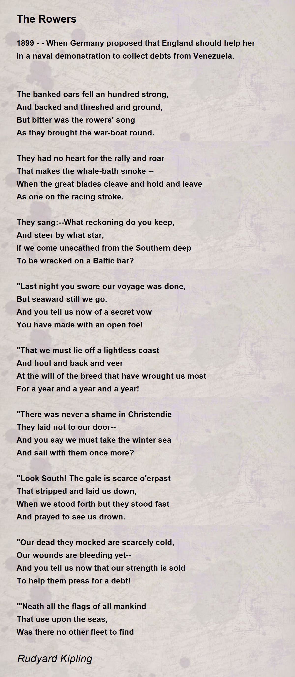 The Rowers The Rowers Poem by Rudyard Kipling