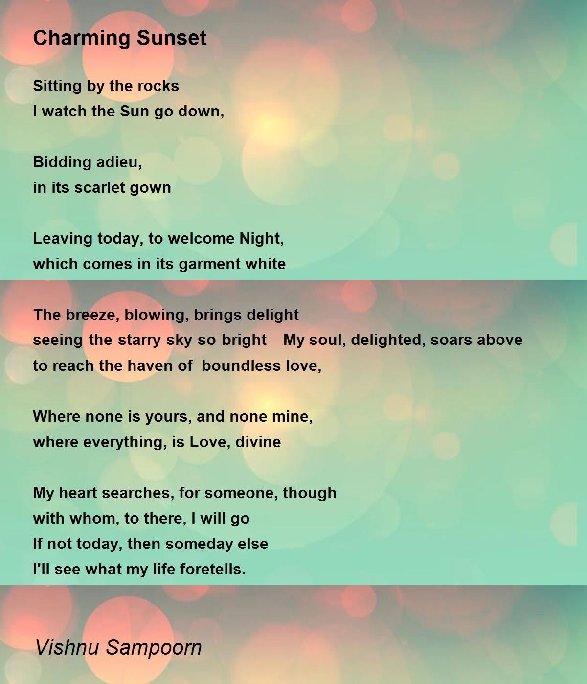 Charming Sunset Poem by Vishnu Sampoorn Poem Hunter